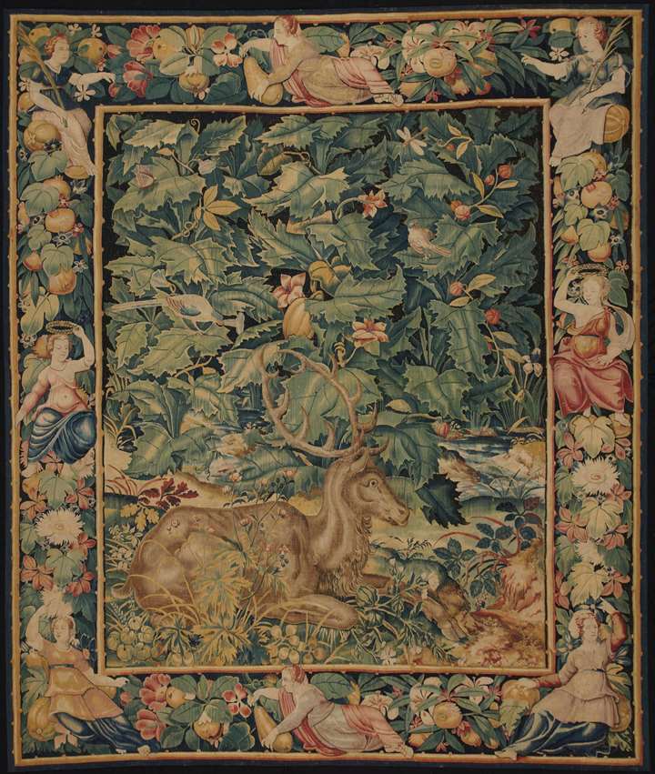 Tapestry: Feuilles de Choux with Stag